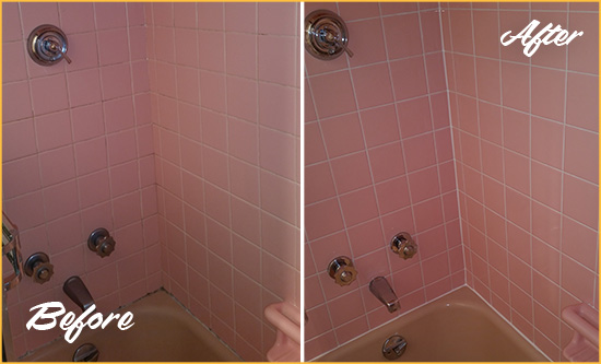 Before and After Picture of a Mount Ulla Bathtub Caulked to Eliminate Mold