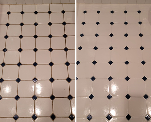 Shower Before and After a Grout Cleaning in Salisbury, NC